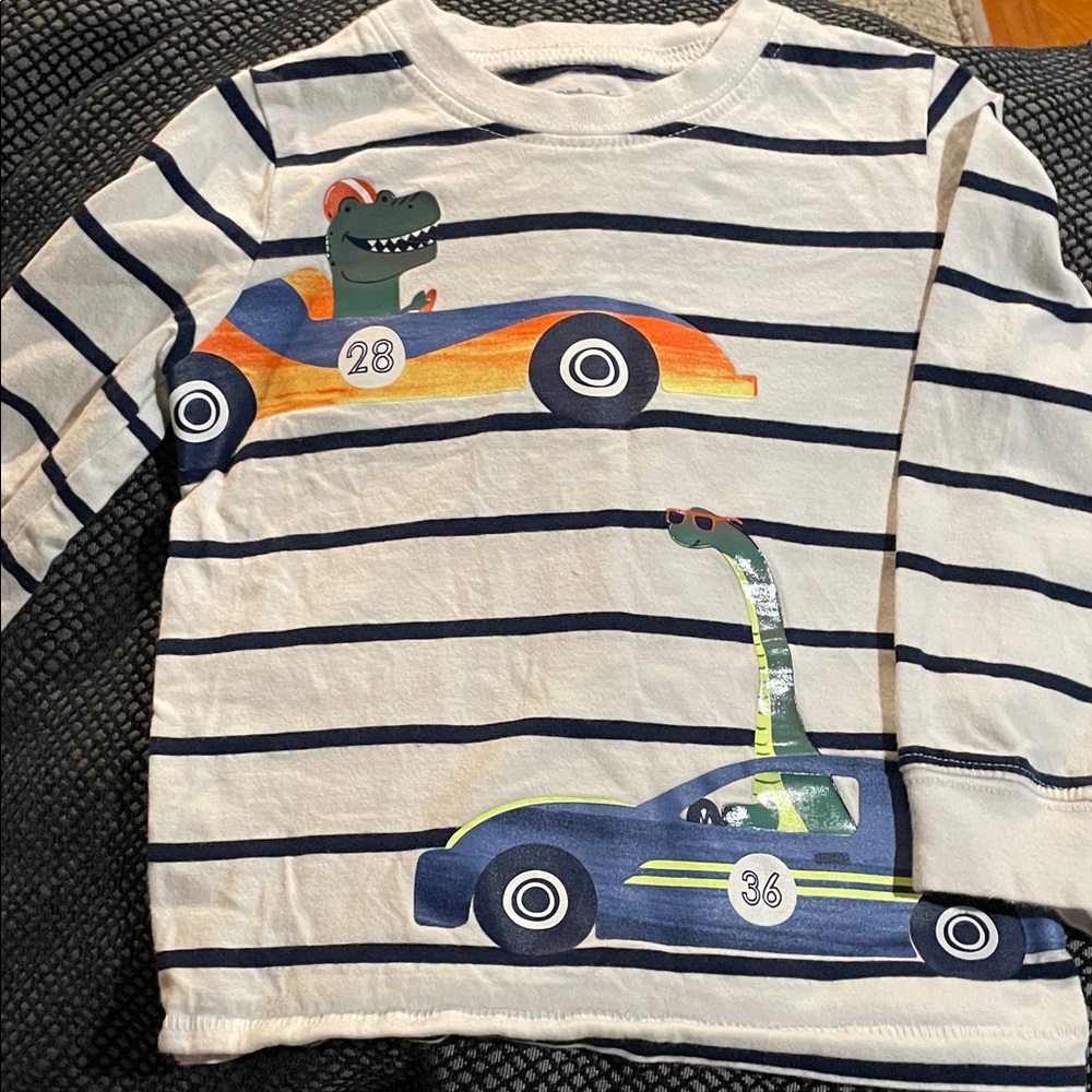 Carter's Navy Striped Dinosaur Tee